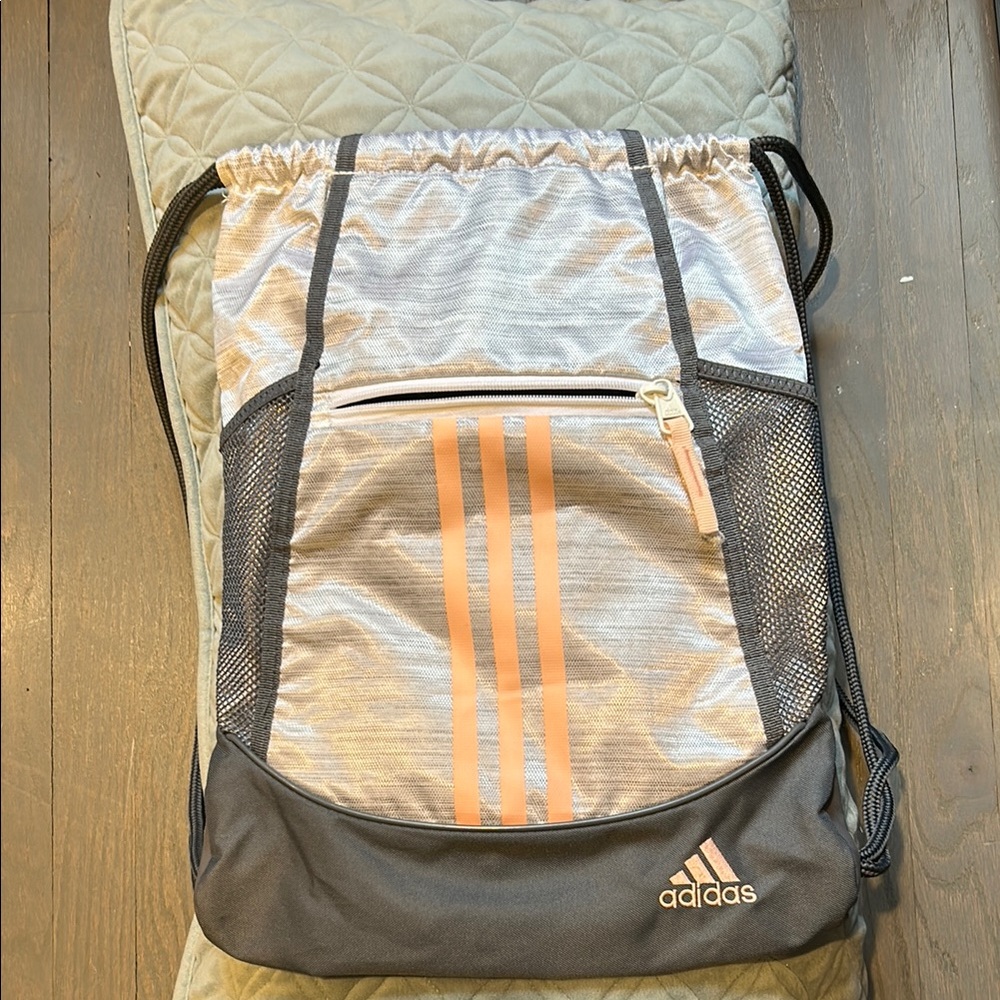 Adidas Gray and Orange Sackpack y.